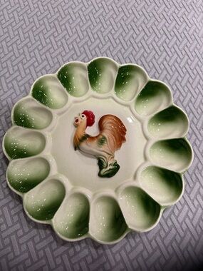 Deviled Egg Plate Serving Platter Chicken Rooster Kitchen Farmhouse Decor 10.5”